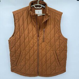 Mutual Weave Men’s Quilted Lines Vest Pumpkin Bread Full Zip Size XXL